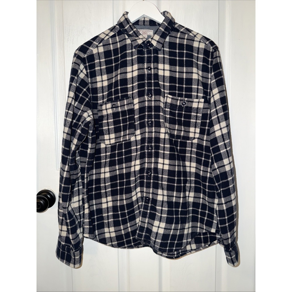 Wallace & Barnes J.Crew Flannel Shirt Mens Large Heavyweight Cotton Plaid F8091
